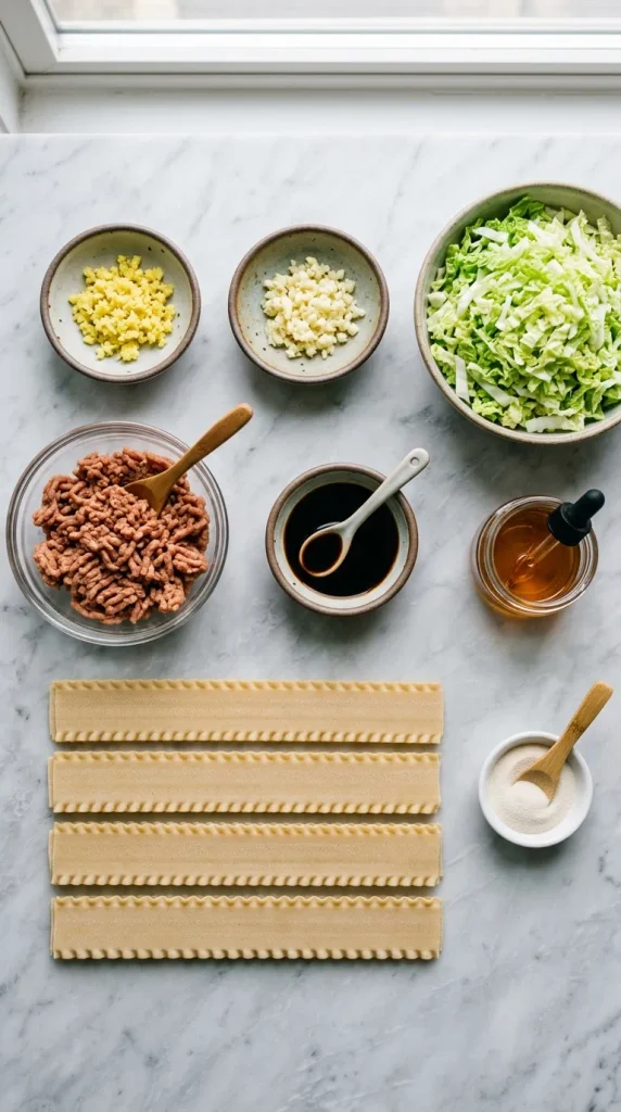 Recipe ingredients arranged on s…