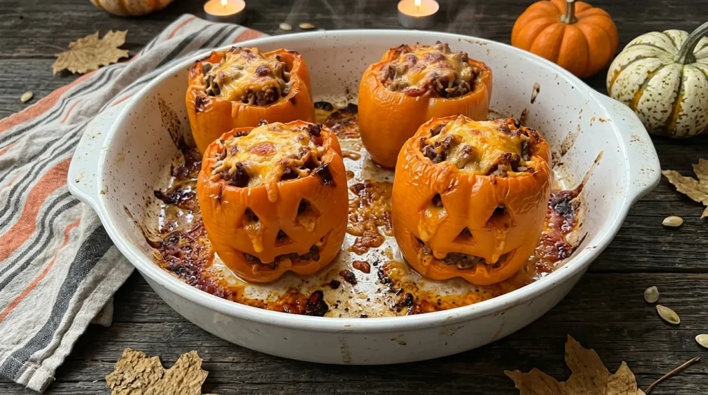 Stuffed peppers carved for Hallo…